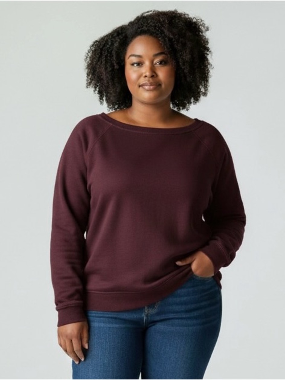 UGG Wide Neckline Long Sleeve Pile Lined Hi-Low Soft Burgundy Top Size Medium